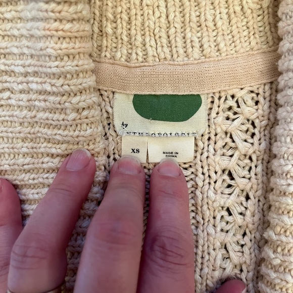 Anthropologie Cream Cotton Crochet Knit Open Front Cardigan - Picture 5 of 9